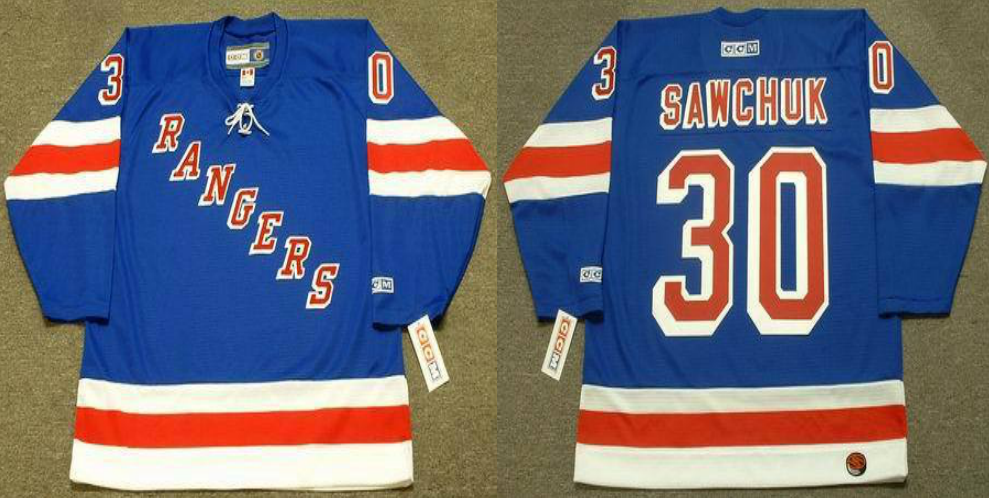 2019 Men New York Rangers #30 Sawchuk blue CCM NHL jerseys->new york rangers->NHL Jersey